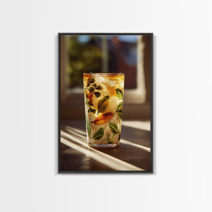 Iced Coffee Glass Framed Canvas Print, Coffee Shop Art, Kitchen Wall Art, Cafe Decor, Fine Art, Cafe, Gothic Wall Art, CSA-2x3-43