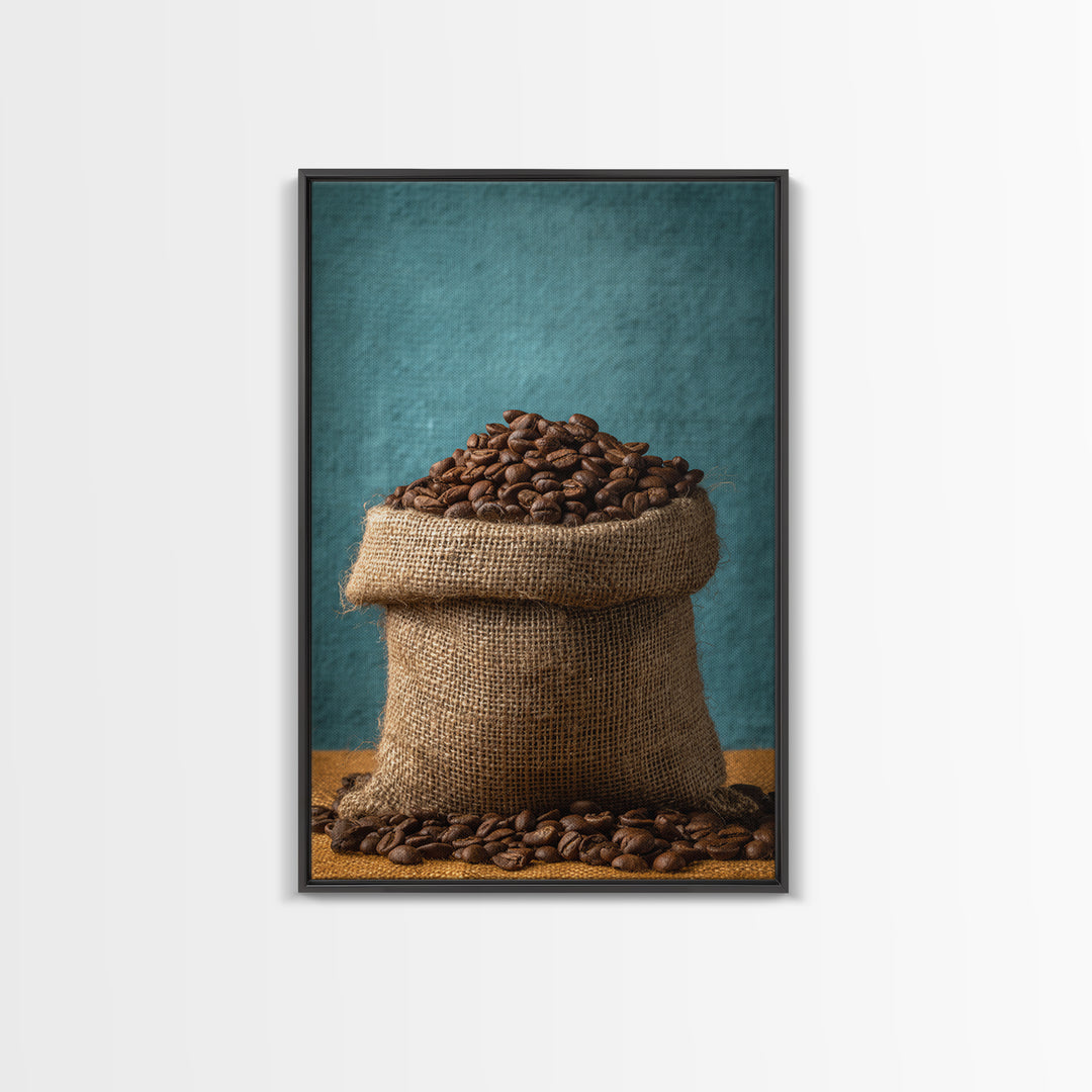 Coffee Beans and Burlap Sack Still Life Canvas Print, Coffee Shop Art, Kitchen Wall Art, Cafe Decor, Cafe, Gothic Wall Art, CSA-2x3-82