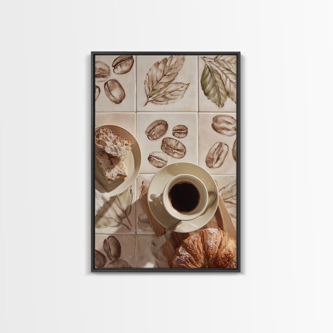 Coffee Bean Pattern Canvas Print, Coffee Shop Art, Whimsical Art, Cafe Decor, Oil Painting, Cafe, Minimalist Decor, CSA-2x3-95