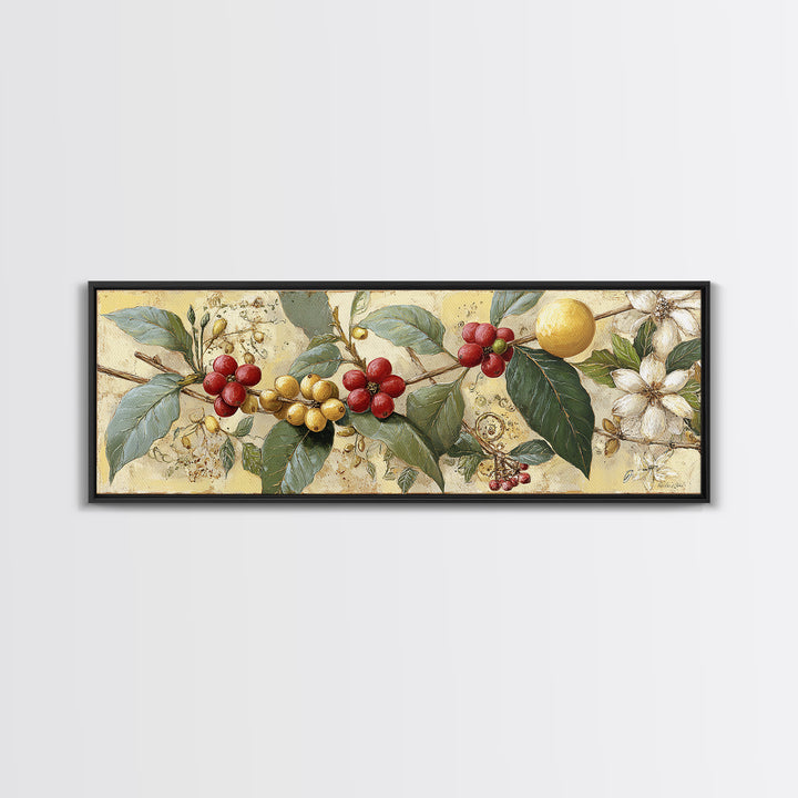 Coffee Farm Landscape Framed Canvas Print, Coffee Shop Art, Gallery Decor, Cafe Decor, Fine Art, Cafe, Wall Art, Home Decor, CSA-3x1-15