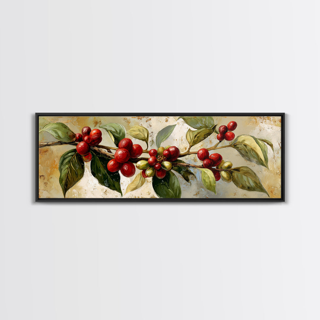 Botanical Coffee Plant Branch Canvas Print, Coffee Shop Art, Bedroom Wall Art, Cafe Decor, Fine Art, Cafe, Modern Decor, CSA-3x1-46