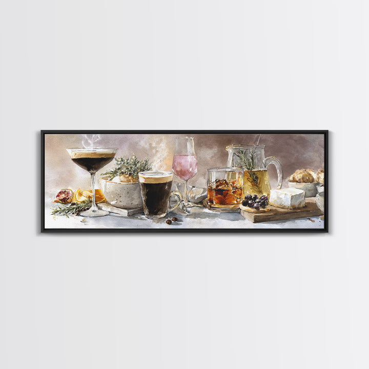 Espresso Martini Coffee Cocktail Still Life Framed Canvas Print, Coffee Shop Art, Food Art, Cafe Decor, Fine Art, Cafe, CSA-3x1-57