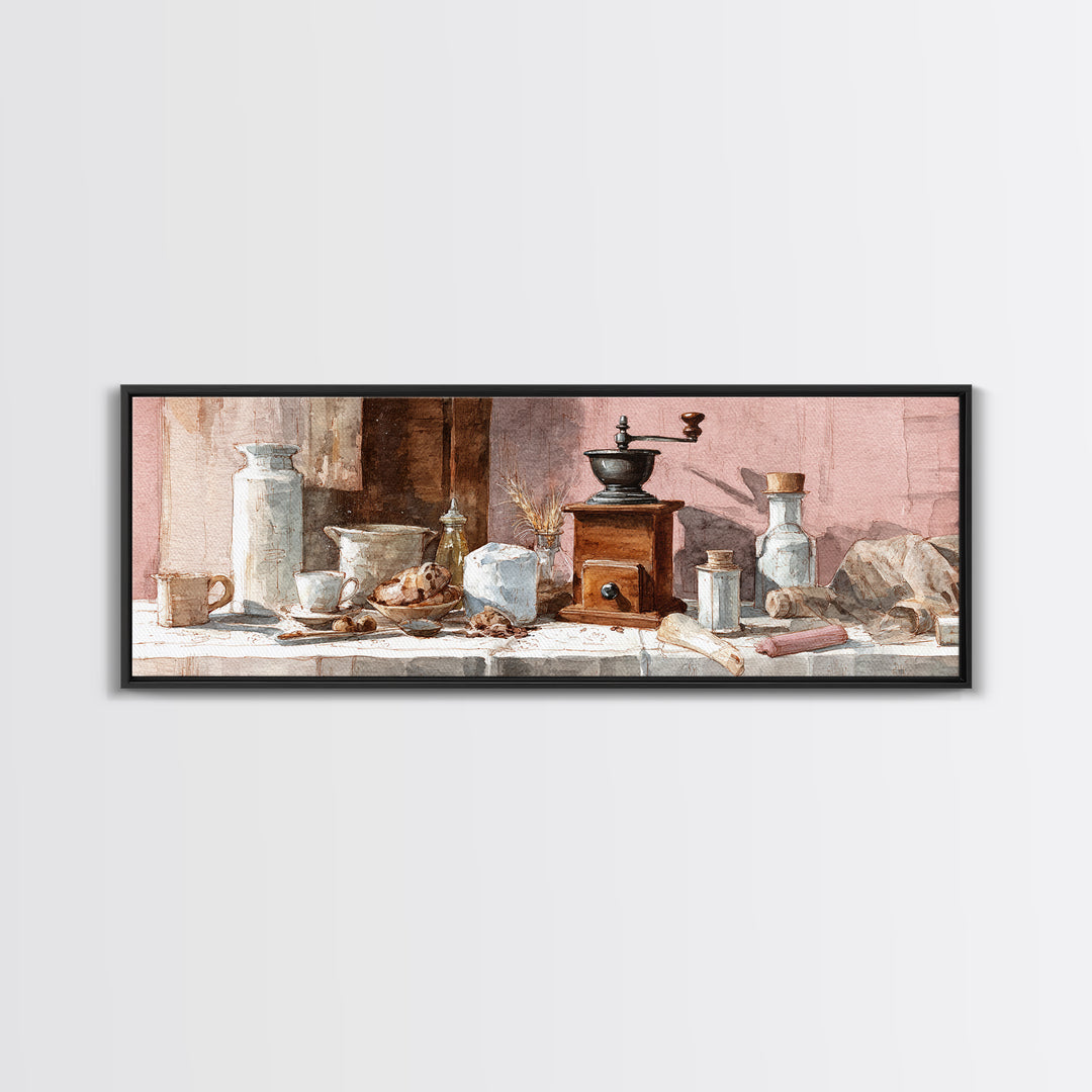 Coffee Grinder Antique Still Life Canvas Print, Coffee Shop Art, Coffee, Cafe Decor, Fine Art, Cafe, Living Room Decor, CSA-3x1-76