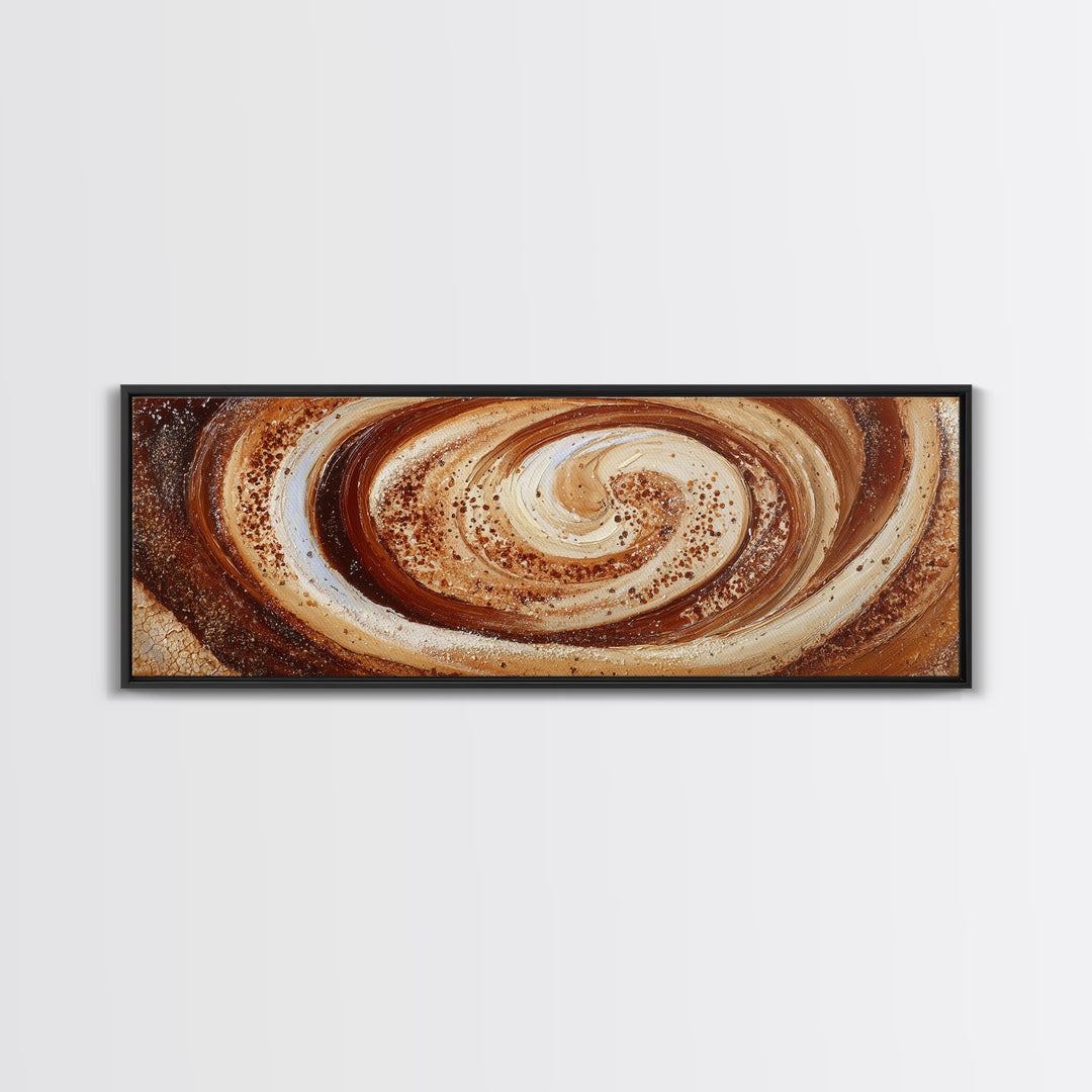 Abstract Brown and Cream Coffee Swirl Canvas Print, Coffee Shop Art, Luxury Decor, Cafe Decor, Abstract Art, Cafe, CSA-3x1-97