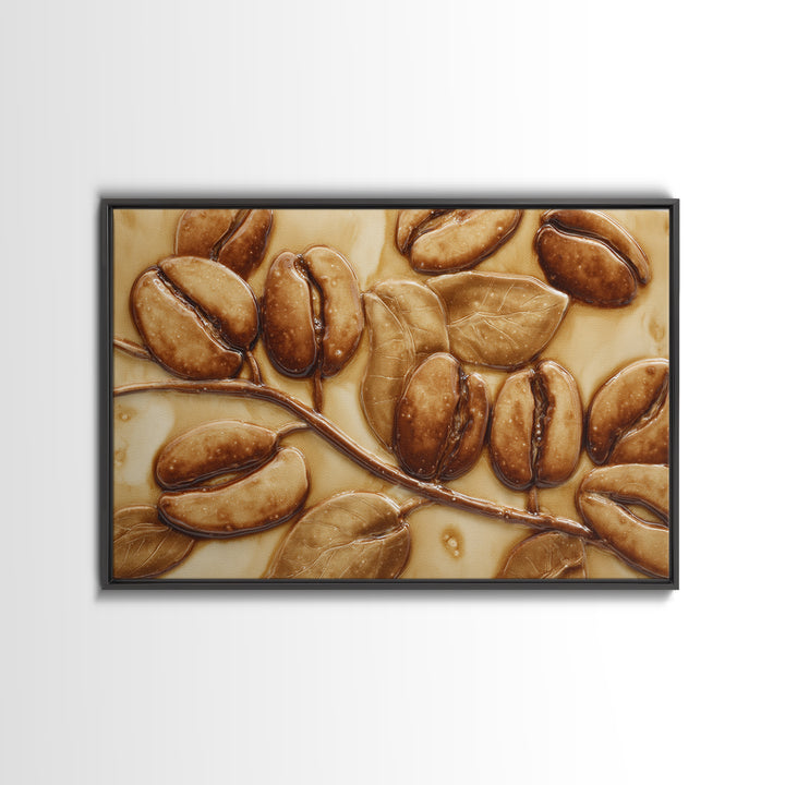 Coffee Bean Pattern Framed Canvas Print, Coffee Shop Art, Statement Artwork, Cafe Decor, Fine Art, Cafe, Art Print, Printable, CSA-3x2-19