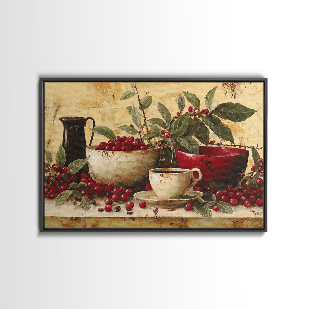 Coffee Farm Landscape Framed Canvas Print, Coffee Shop Art, Gallery Decor, Cafe Decor, Fine Art, Cafe, Wall Art, Home Decor, CSA-3x2-27