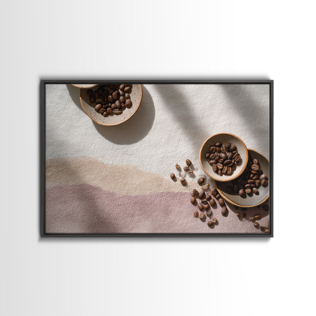 Roasted Beans Falling Through Dark Space Canvas Print, Coffee Shop Art, Gallery Decor, Cafe Decor, Fine Art, Cafe, Wall Art, CSA-3x2-48