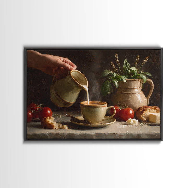 Barista Hands Pouring Milk into Espresso Canvas Print, Coffee Shop Art, Neutral Decor, Cafe Decor, Fine Art, Cafe, Home Decor, CSA-3x2-49