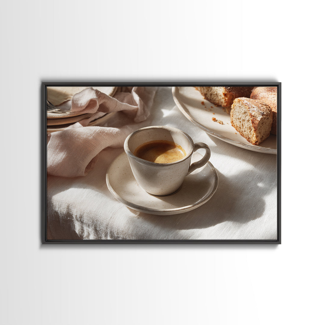 Minimal Line Art of a Cup and Framed Canvas Print, Coffee Shop Art, Bedroom Wall Art, Cafe Decor, Abstract Art, Cafe, CSA-3x2-70