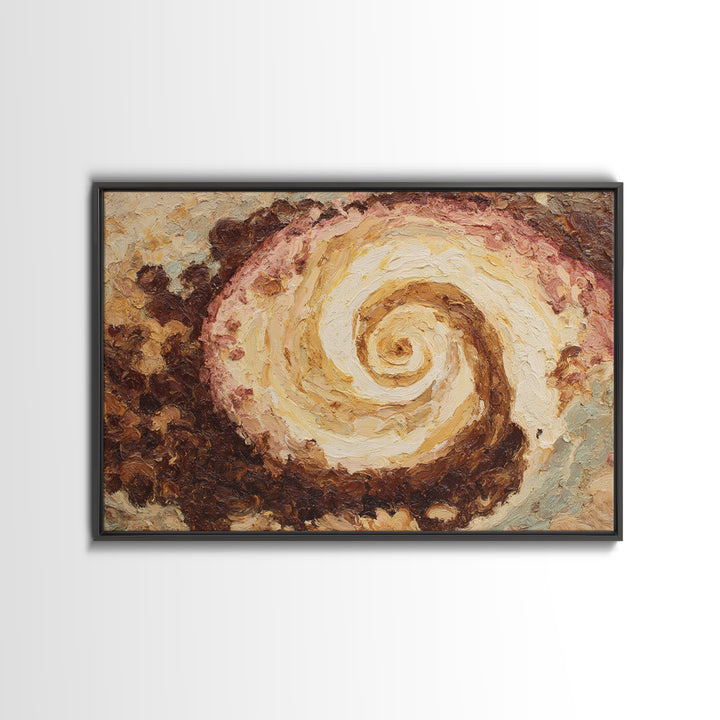 Abstract Brown and Cream Coffee Swirl Framed Canvas Print, Coffee Shop Art, Statement Artwork, Cafe Decor, Abstract Art, Cafe, CSA-3x2-85