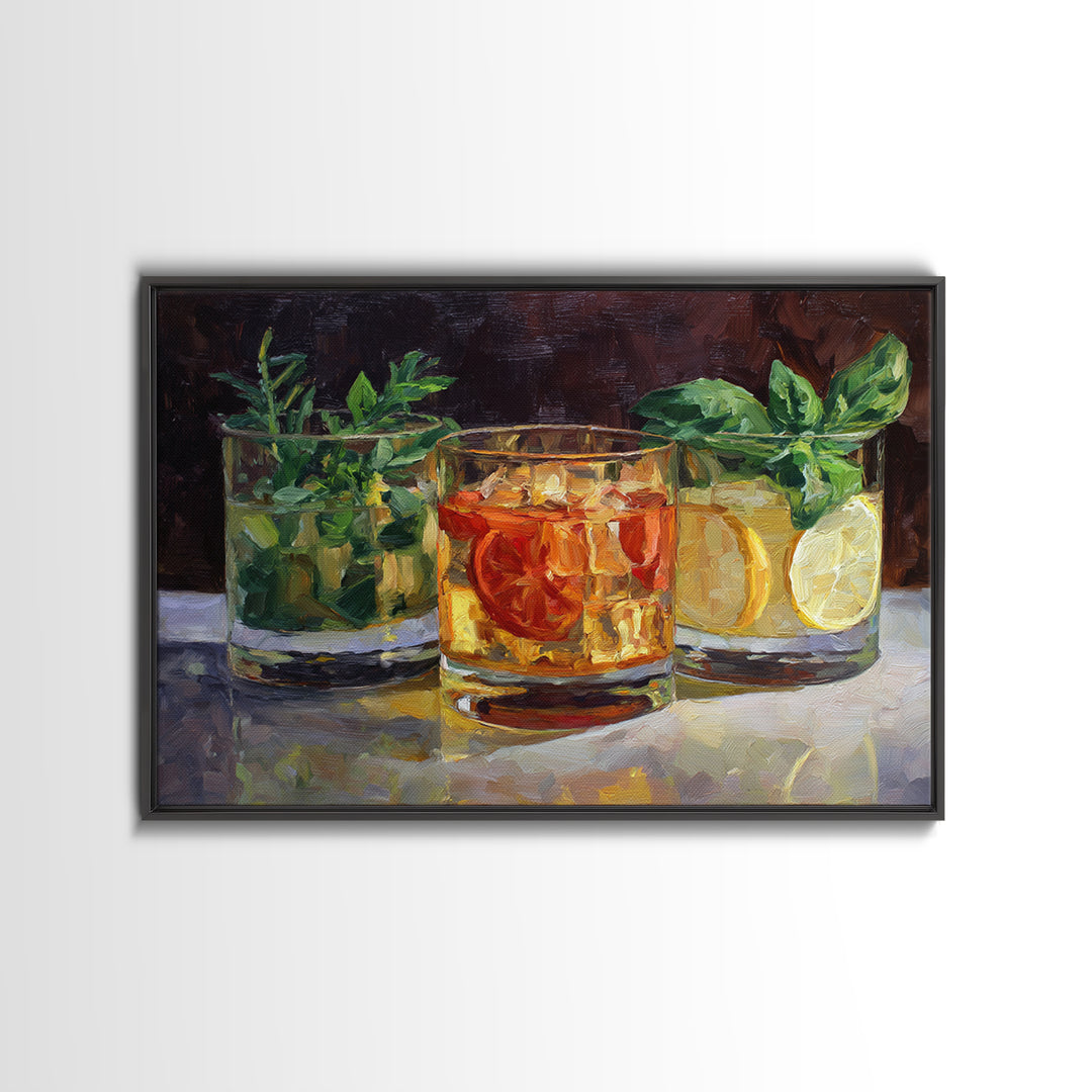 Iced Coffee Glass Framed Canvas Print, Coffee Shop Art, Wall Decor, Cafe Decor, Fine Art, Cafe, Kitchen Gift, Living Room Decor, CSA-3x2-87