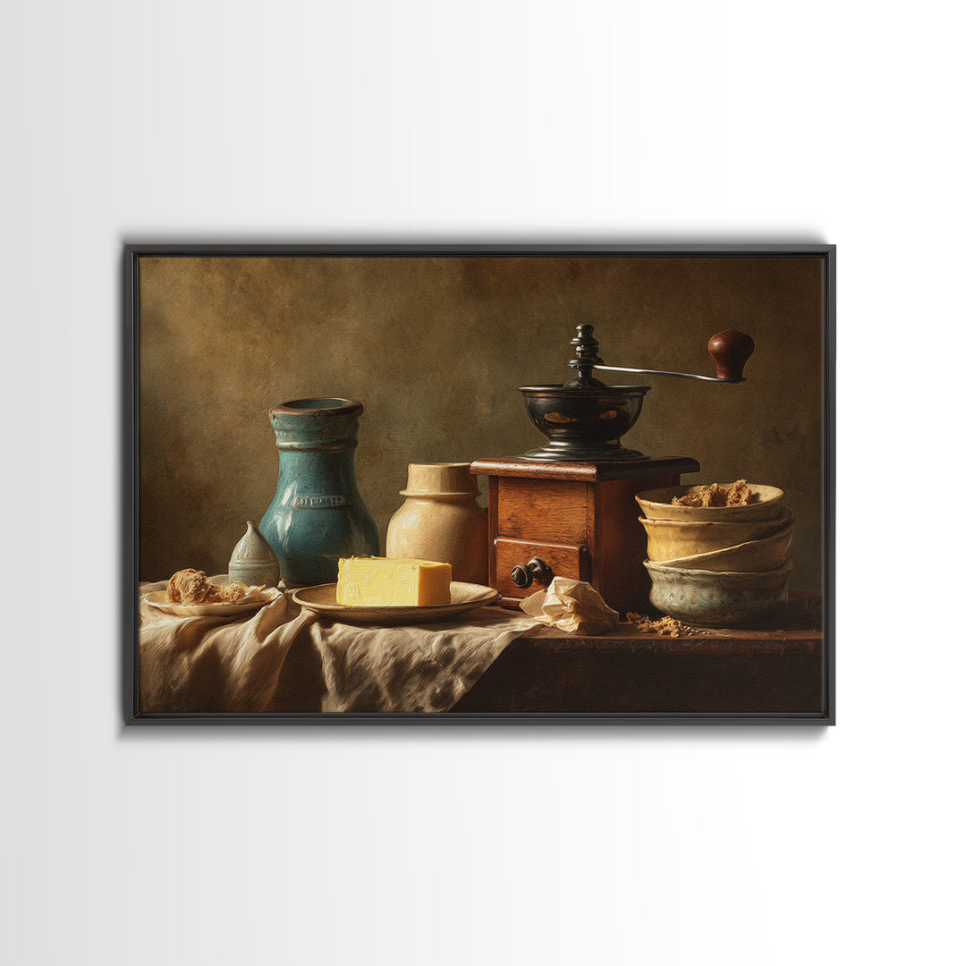 Coffee Grinder Antique Still Life Canvas Print, Coffee Shop Art, Coffee, Cafe Decor, Fine Art, Cafe, Living Room Decor, CSA-3x2-88