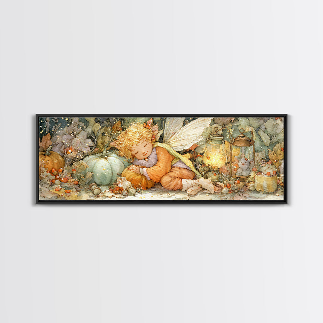 The Candy Corn Fairy, Cute Spooky Wall Art, Extra Wide Wall Art, Canvas Print, Halloween Kids Decor, Whimsical Wall Art, Horror Wall Art