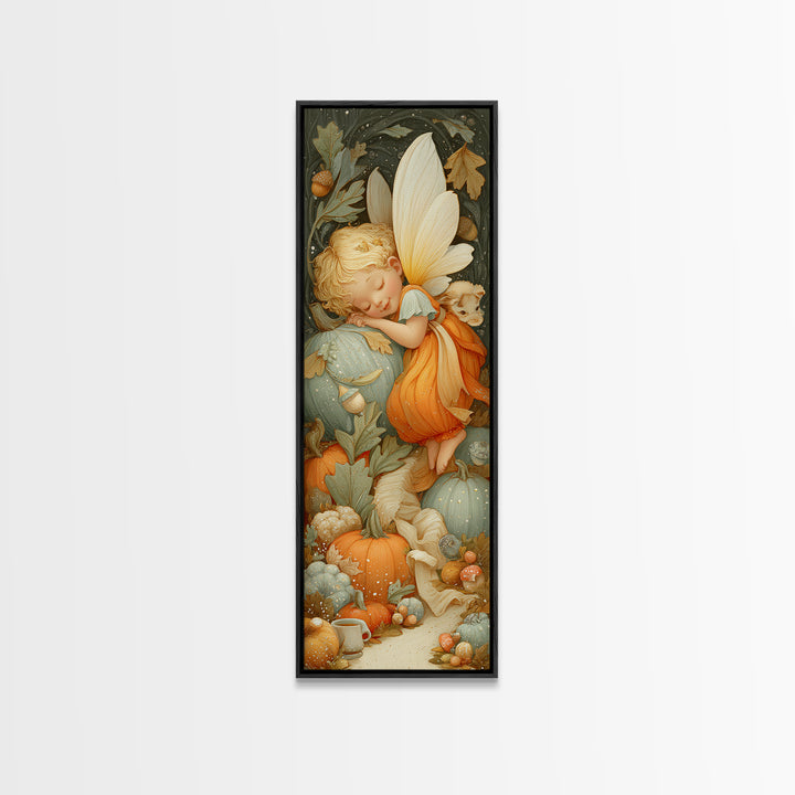 The Candy Corn Fairy, Whimsical Halloween Art, Tall Narrow Wall Art, Canvas Print, Halloween Kids Decor, Whimsical Wall Art