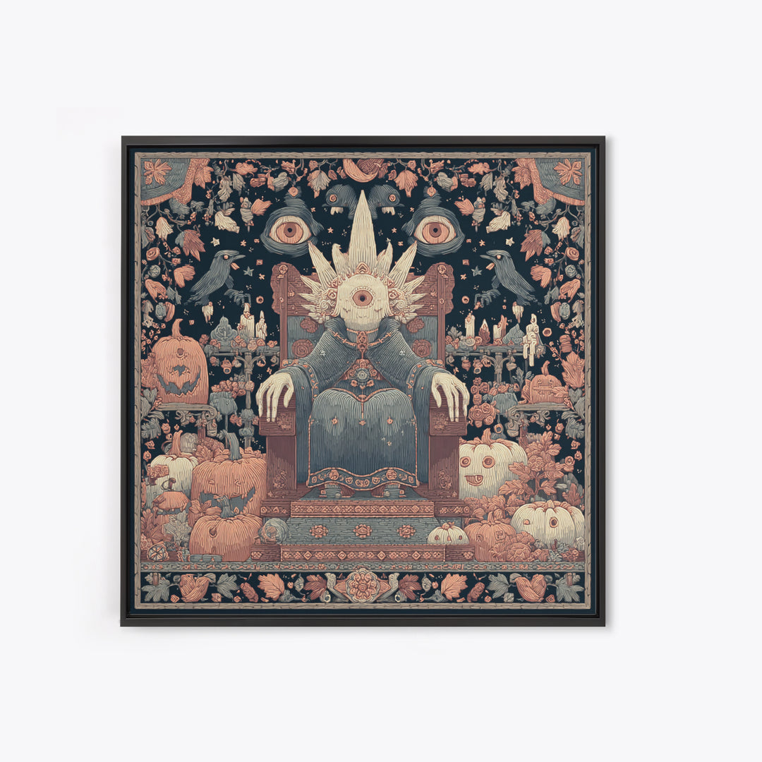 The Dreaming Priest Of The Outer Gate, Embroidered Halloween Art, Square Wall Art, Canvas Print, Cute Halloween Wall Art