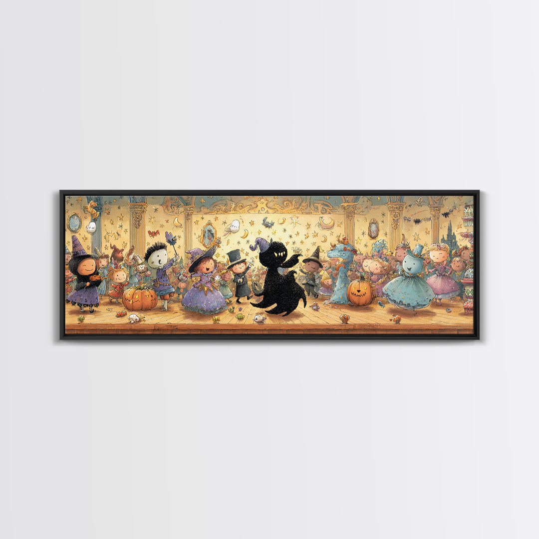 The Ballroom Of Silent Shoggoths, Embroidered Halloween Art, Extra Wide Wall Art, Canvas Print, Cute Halloween Wall Art