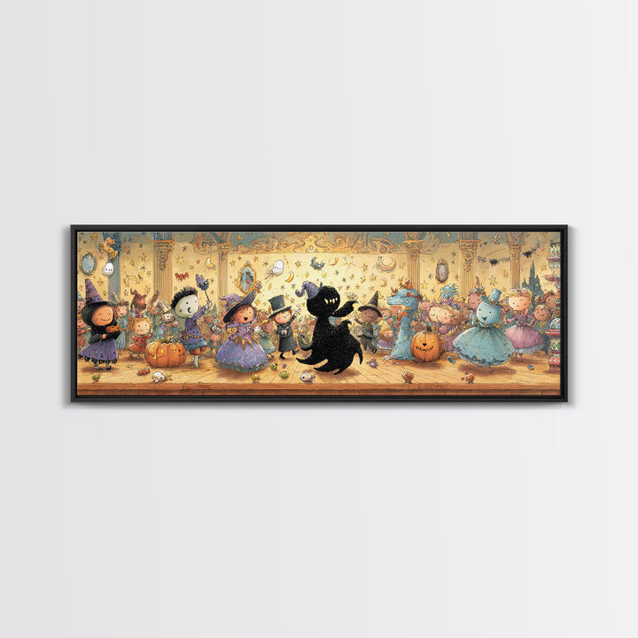 The Ballroom Of Silent Shoggoths, Embroidered Halloween Art, Extra Wide Wall Art, Canvas Print, Cute Halloween Wall Art