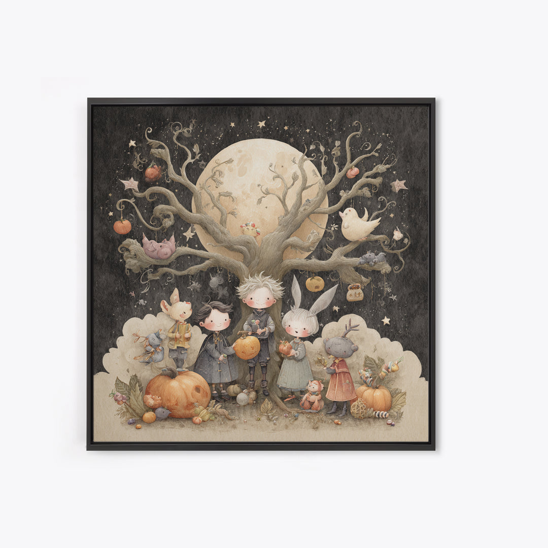 The Children Of The Star Orchard, Pastel Halloween Art, Square Wall Art, Canvas Print, Cute Halloween Wall Art