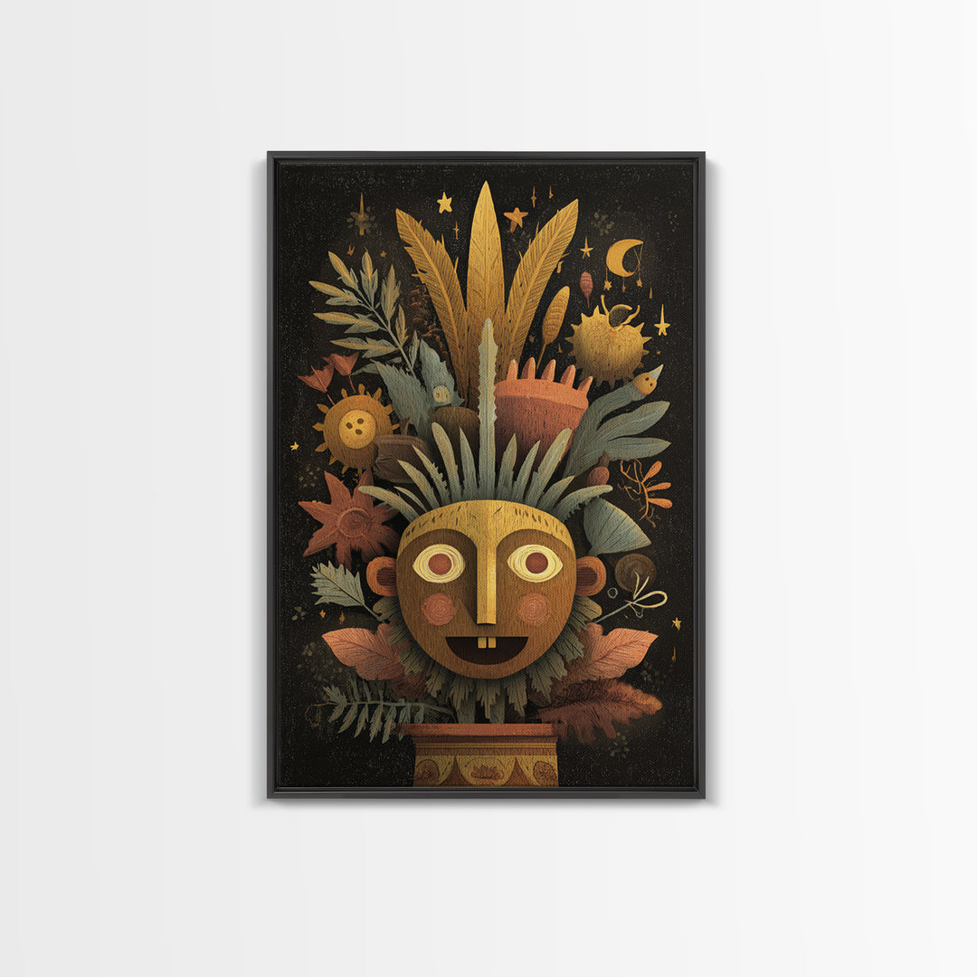The Mask Of The Crawling God, Gouache Halloween Art, Vertical Wall Art, Canvas Print, Cute Halloween Wall Art