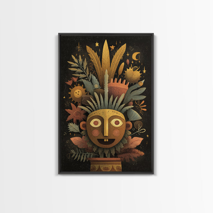 The Mask Of The Crawling God, Gouache Halloween Art, Vertical Wall Art, Canvas Print, Cute Halloween Wall Art