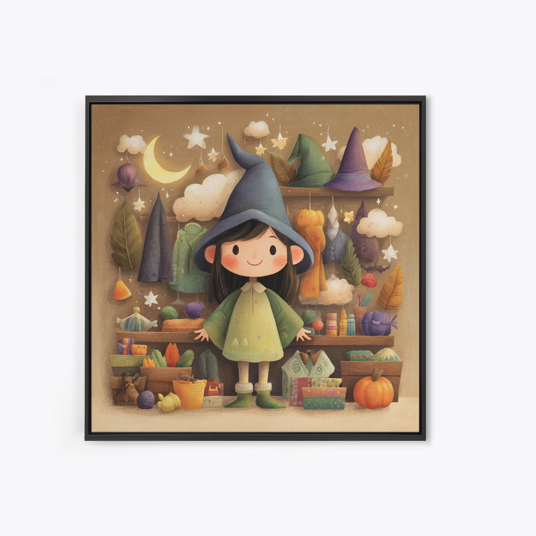 The Enchanted Costume Closet, Pastel Halloween Art, Square Wall Art, Canvas Print, Cute Halloween Wall Art