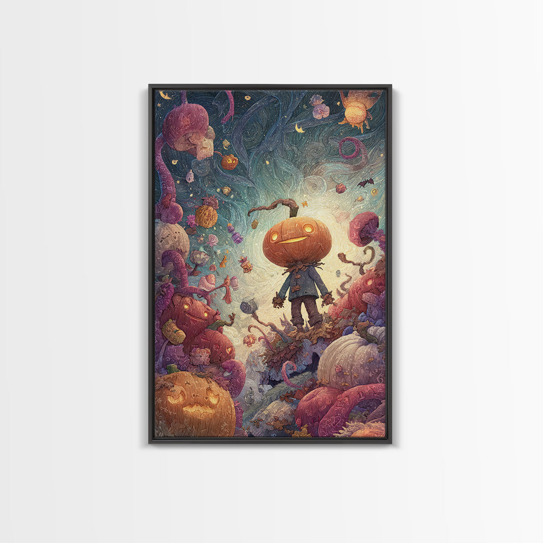 The Harvest Of The Eldritch Field, Plush Halloween Art, Vertical Wall Art, Canvas Print, Cute Halloween Wall Art