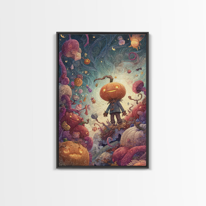 The Harvest Of The Eldritch Field, Plush Halloween Art, Vertical Wall Art, Canvas Print, Cute Halloween Wall Art