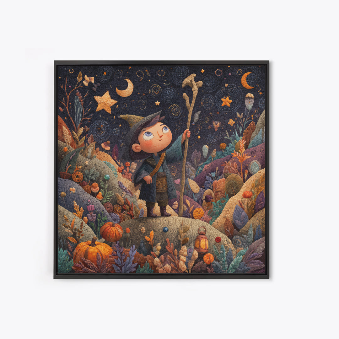 The Star-Seer Of Black Dunwich, Embroidered Halloween Art, Square Wall Art, Canvas Print, Cute Halloween Wall Art