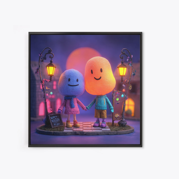 The Ghost Balloon Friend, 80s Halloween Wall Art, Square Wall Art, Canvas Print, Retro Halloween Decor, Neon Wall Art, Statement Wall Art