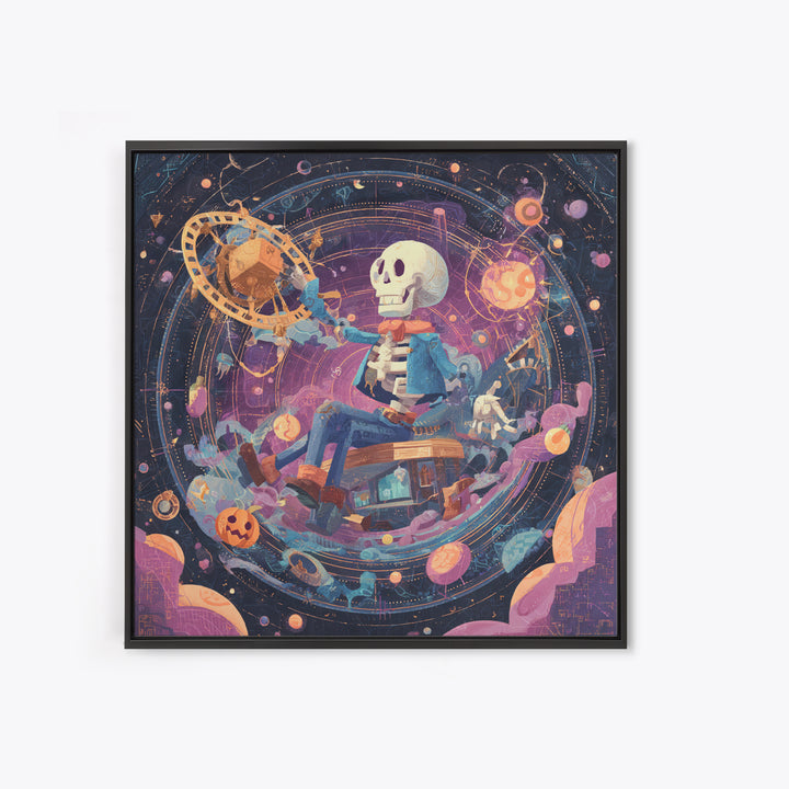 The Astronomer Of The Hollow Sky, Cosmic Synthwave Horror, Square Wall Art, Canvas Print, Retro Halloween Decor, Neon Wall Art