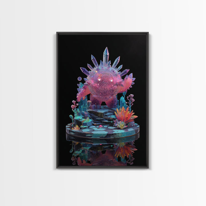 The Keeper Of The Black Reef Key, 80s Halloween Wall Art, Vertical Wall Art, Canvas Print, Retro Halloween Decor, Neon Wall Art