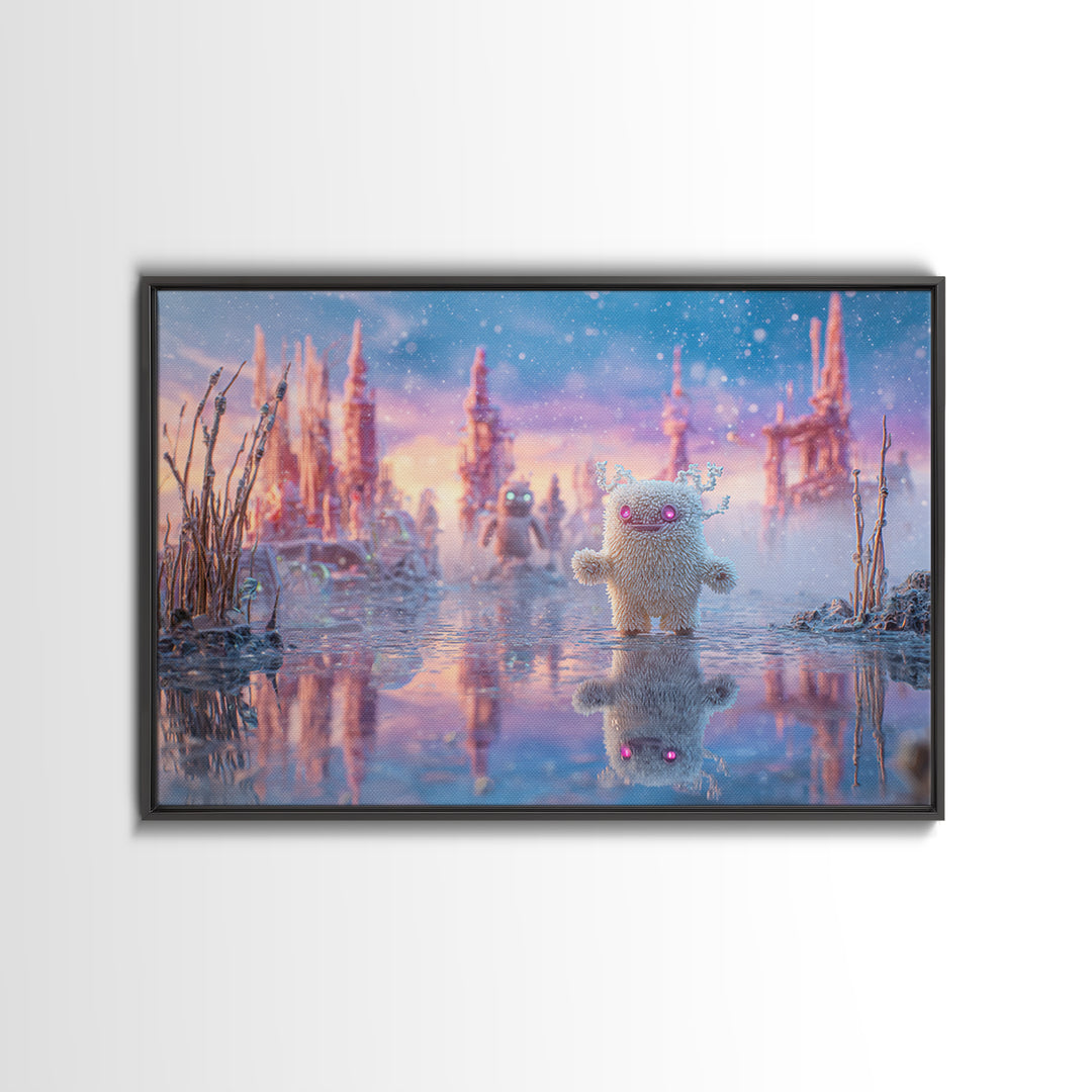 The Frost Beyond Carcosa, Vaporwave Halloween Decor, Landscape Wall Art, Canvas Print, Retro Halloween Decor, Neon Wall Art, Horror Wall Art