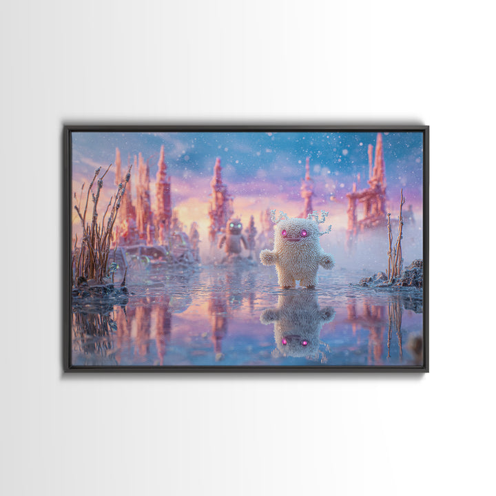 The Frost Beyond Carcosa, Vaporwave Halloween Decor, Landscape Wall Art, Canvas Print, Retro Halloween Decor, Neon Wall Art, Horror Wall Art