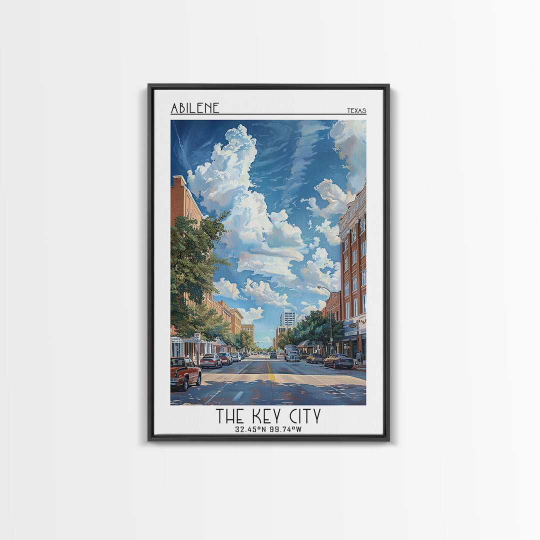 Abilene Travel Poster, Framed Canvas Print, Travel Wall Art, City Wall Art, City Travel Poster, Mid Century Wall Art, Travel Posters