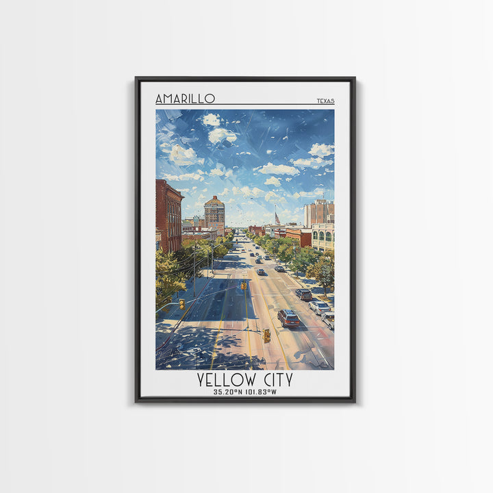 Amarillo Travel Poster, Framed Canvas Print, City Travel Poster, Travel Wall Art, Wall Art, Travel Prints, Home Decor, City Wall Art