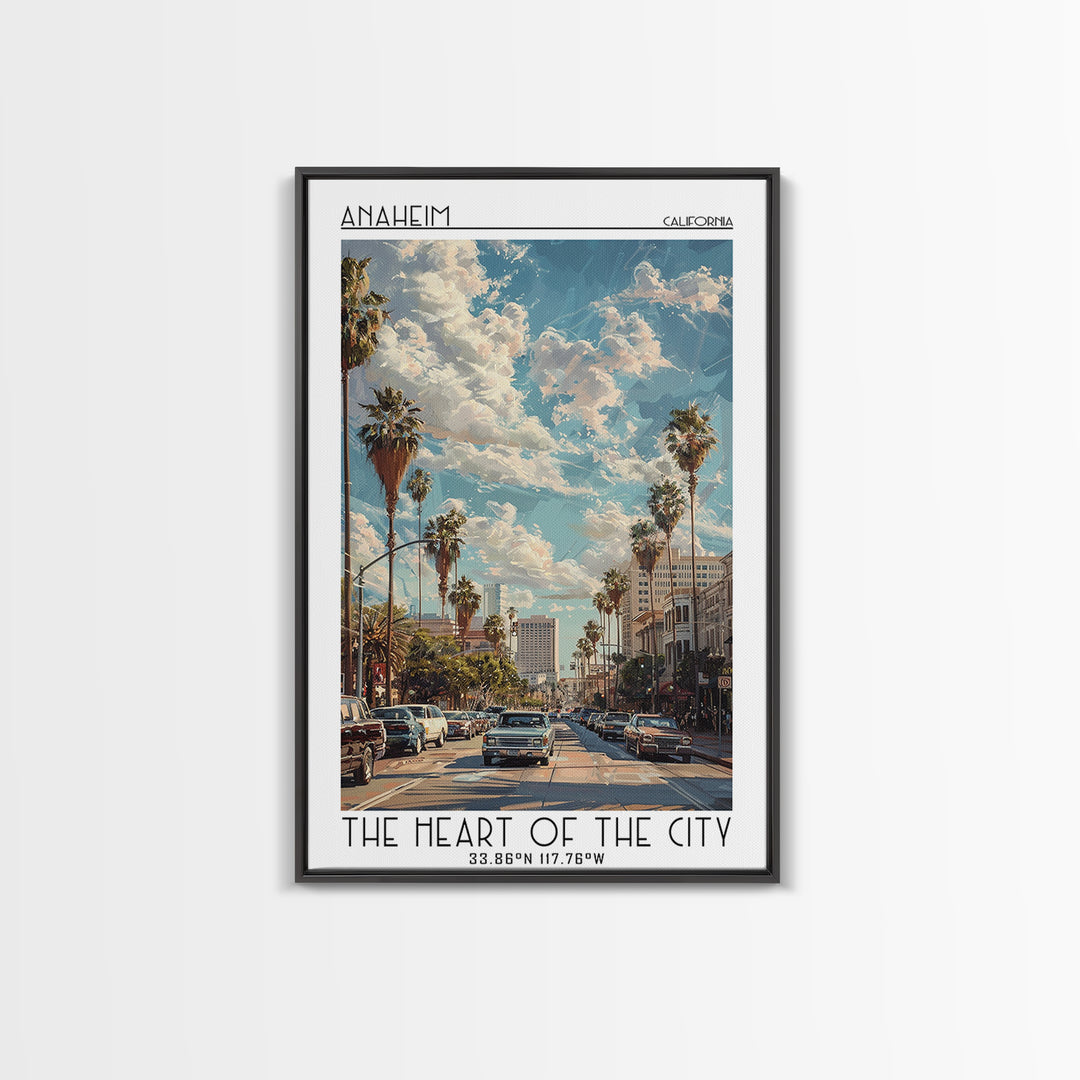 Anaheim Travel Poster, Framed Canvas Print, Travel Prints, Landscape Art, Vintage Travel Art, Minimalist Poster, Retro Travel Poster
