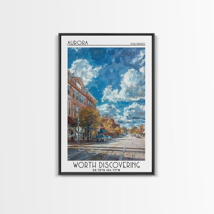 Aurora Travel Poster, Framed Canvas Print, City Travel Poster, Travel Wall Decor, Home Office Decor, Minimalist Poster, Travel Decor