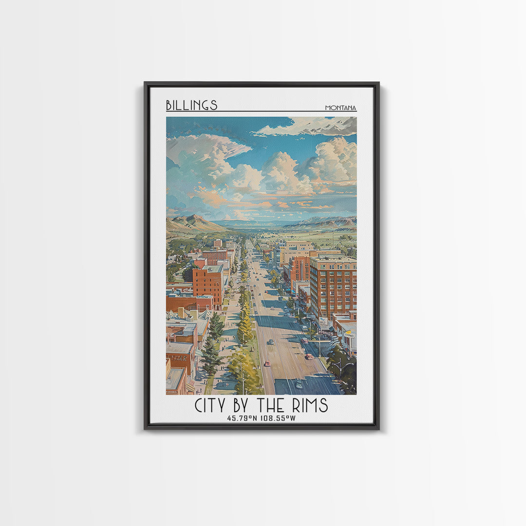 Billings Travel Poster, Framed Canvas Print, Travel Prints, Landscape Art, Wall Art, Travel Print, Minimalist Poster, Vintage Travel