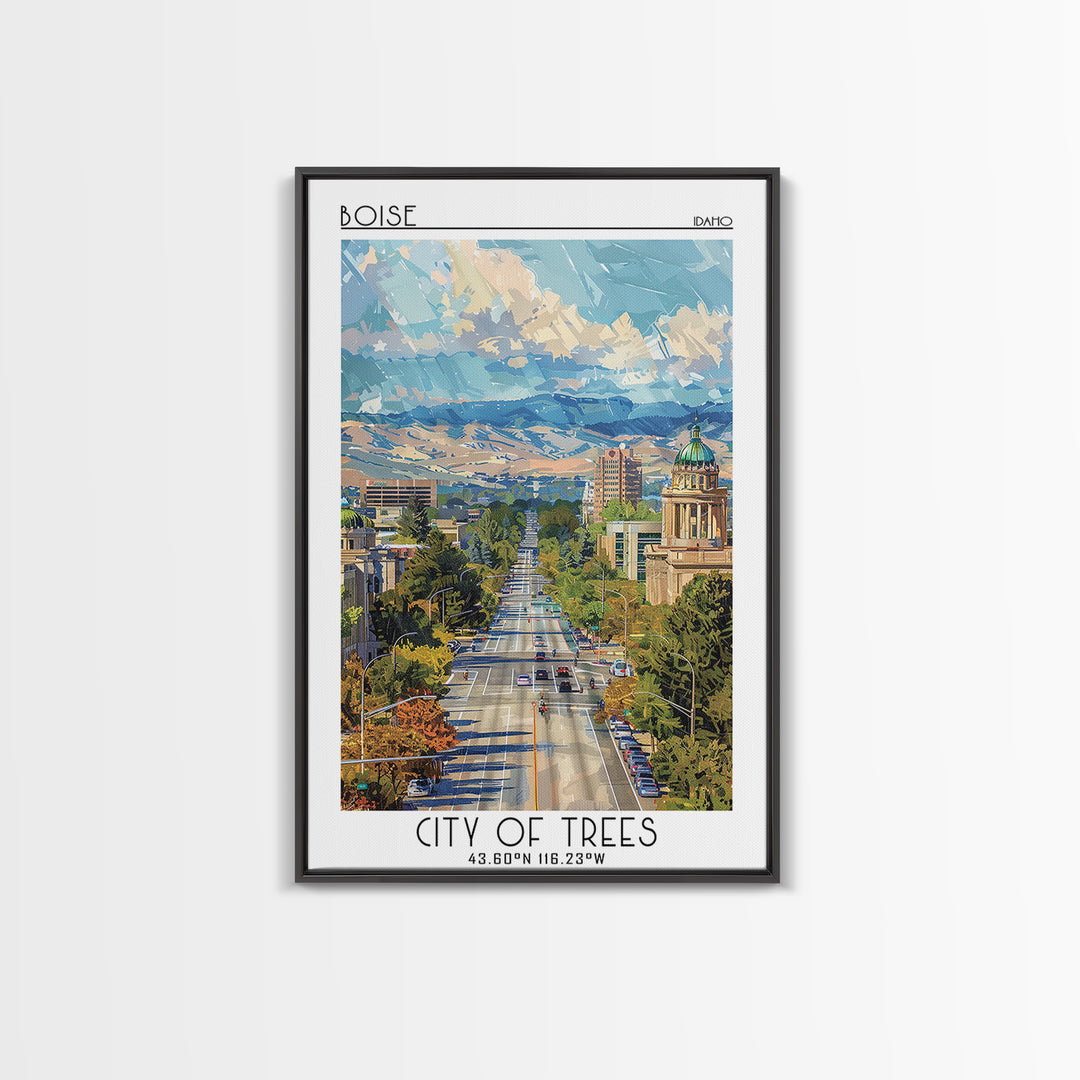 Boise Travel Poster, Canvas Print, Retro Wall Art, Travel Print, Gallery Wall Set, Art Print, Fine Art Print, Wall Art, Travel Decor