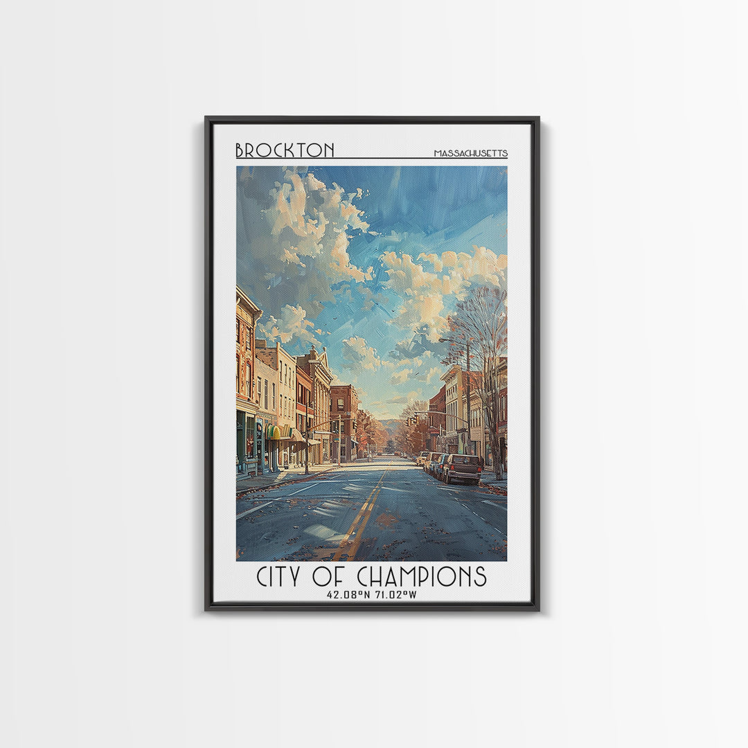Brockton Travel Poster, Canvas Print, Poster Print, Travel Wall Art, Wanderlust Gift, Wall Art, Travel Posters, Mid Century Wall Art