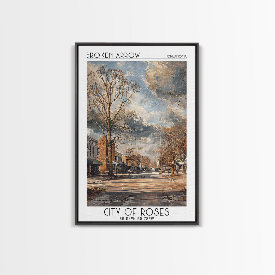 Broken Arrow Travel Poster, Framed Canvas Print, Travel Prints, Landscape Art, Modern Wall Decor, Travel Posters, City Travel Poster
