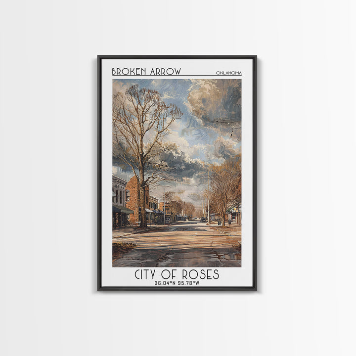 Broken Arrow Travel Poster, Framed Canvas Print, Travel Prints, Landscape Art, Modern Wall Decor, Travel Posters, City Travel Poster