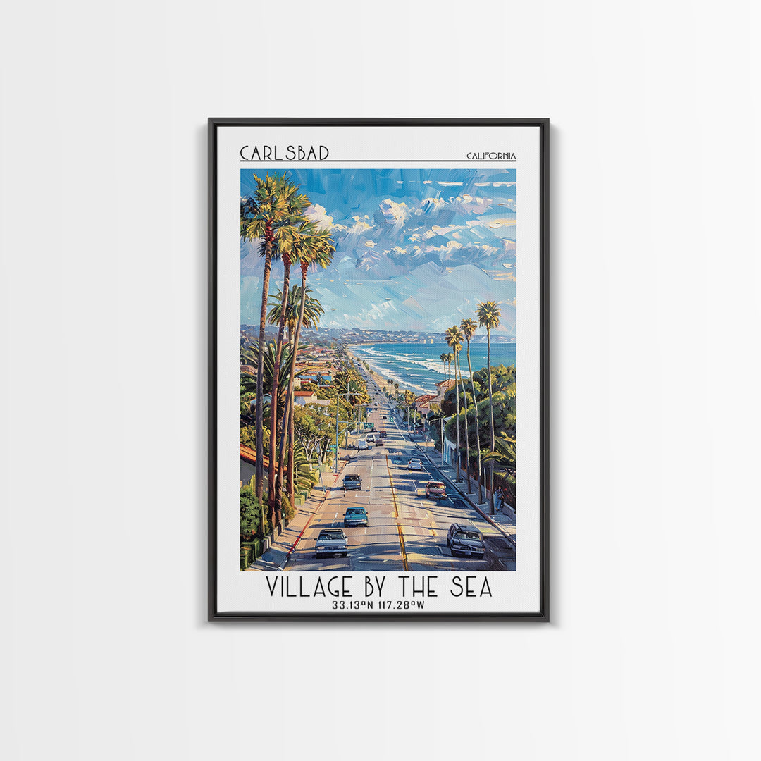 Carlsbad Travel Poster, Framed Canvas Print, Poster Print, Travel Wall Art, Mid Century Wall Art, Travel Print, Living Room Wall Art