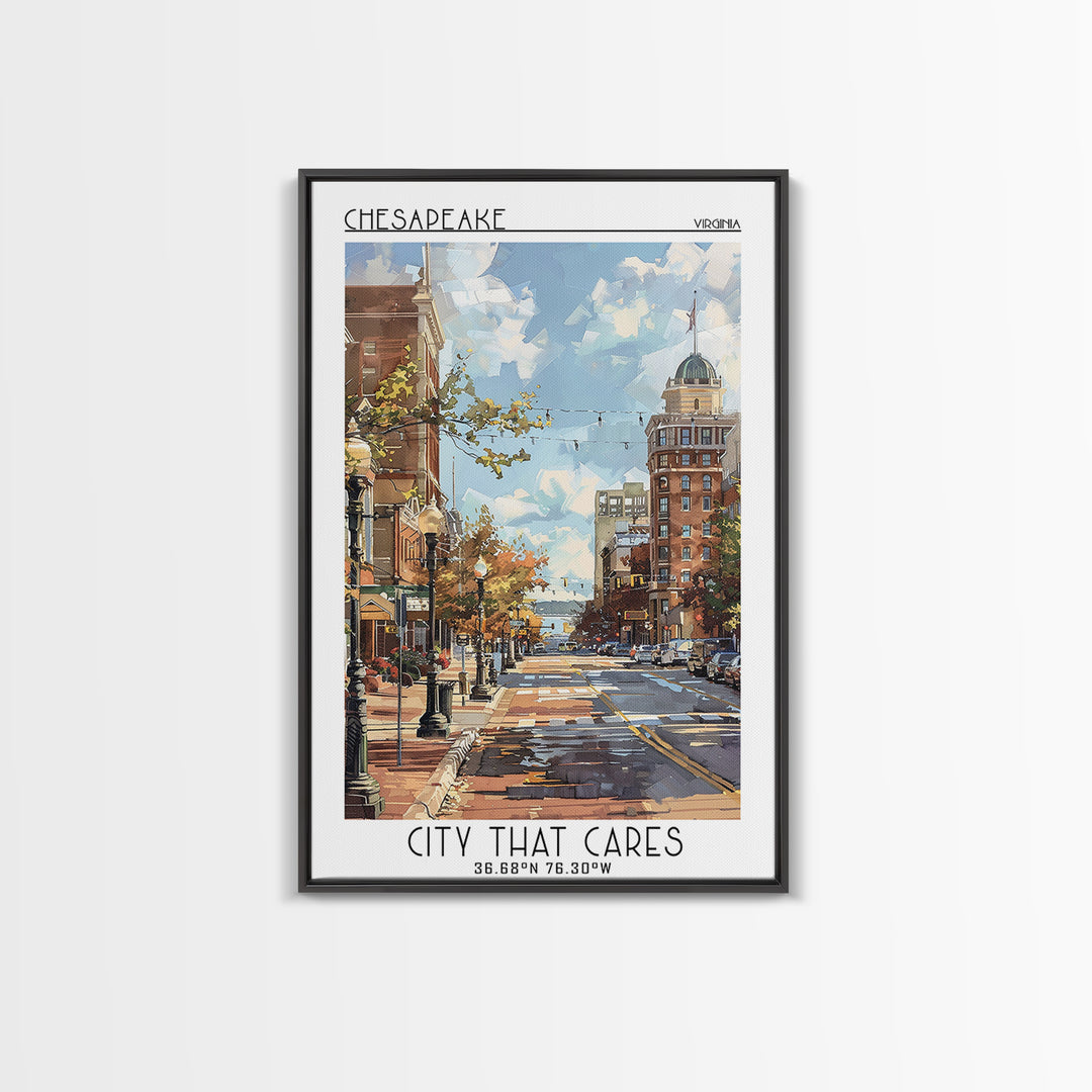 Chesapeake Travel Poster, Framed Canvas Print, Travel Art Print, Modern Wall Decor, Travel Posters, Home Office Decor, City Wall Art