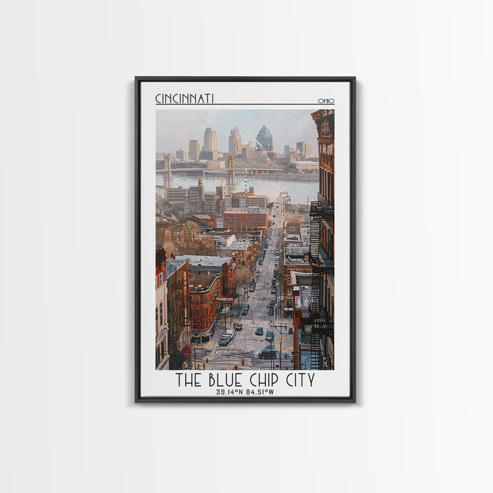 Cincinnati Travel Poster, Canvas Print, Retro Travel Poster, City Wall Art, Art Print, Poster Art, Home Office Decor, City Art Print
