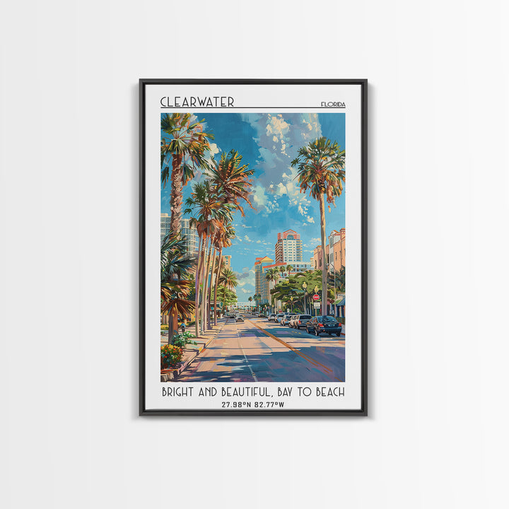 Clearwater Travel Poster, Framed Canvas Print, Poster Print, Travel Wall Art, Colorful Wall Art, Gallery Wall Set, Home Office Decor