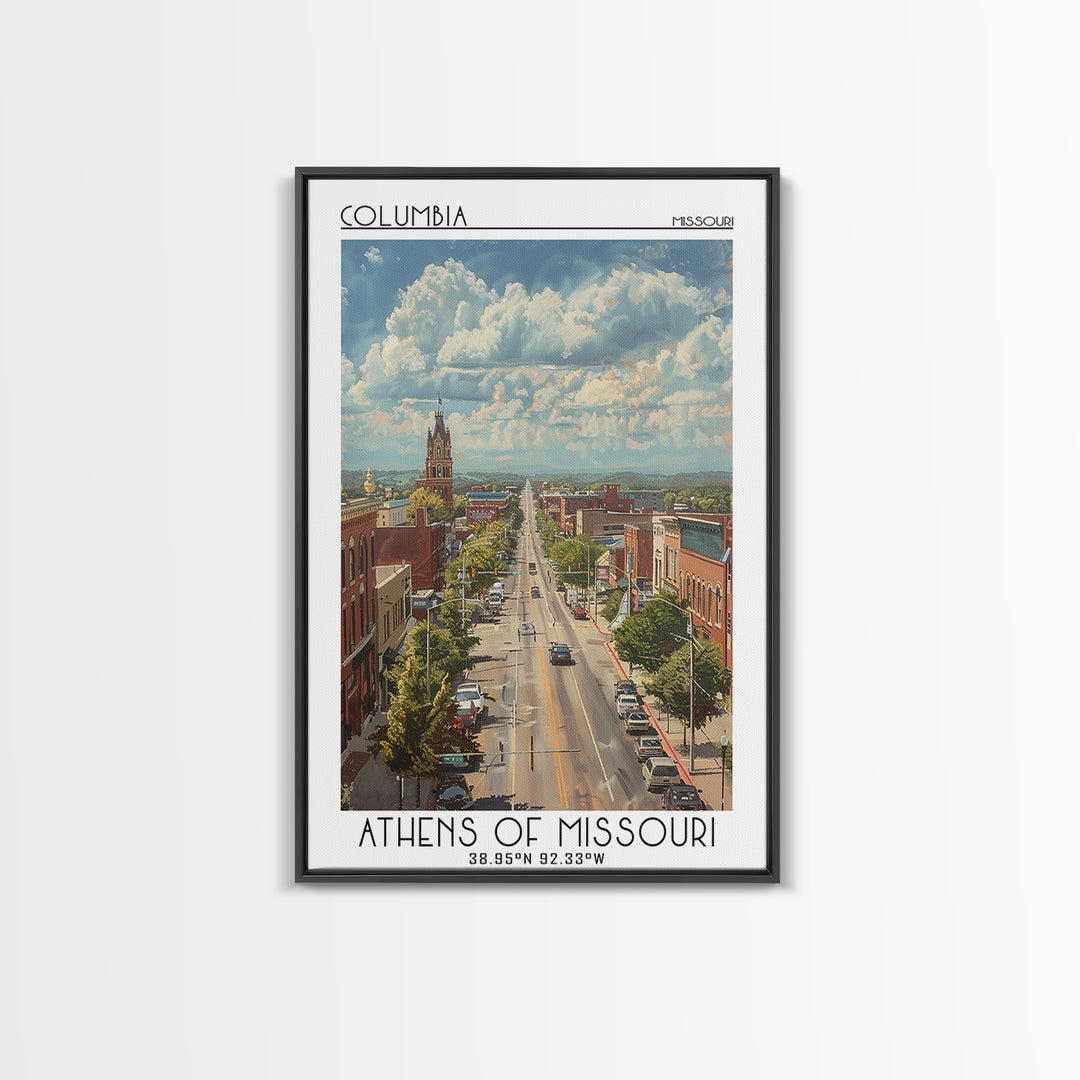 Columbia Travel Poster, Framed Canvas Print, City Art Print, Travel Wall Art, Vintage City Poster, Poster Print, Retro Travel Poster