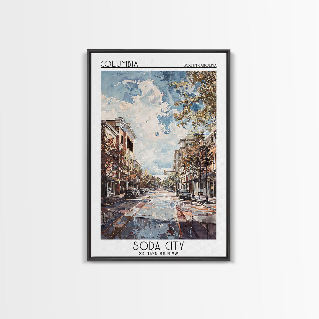 Columbia South Carolina Travel Poster, Framed Canvas Print, City Travel Poster, Travel Wall Art, Travel Posters, Retro Travel Poster