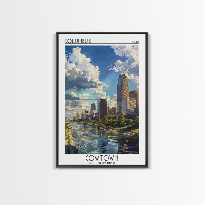 Columbus Ohio Travel Poster, Canvas Print, Travel Wall Art, City Wall Art, Vintage Travel Print, Retro Wall Art, Retro Travel Poster