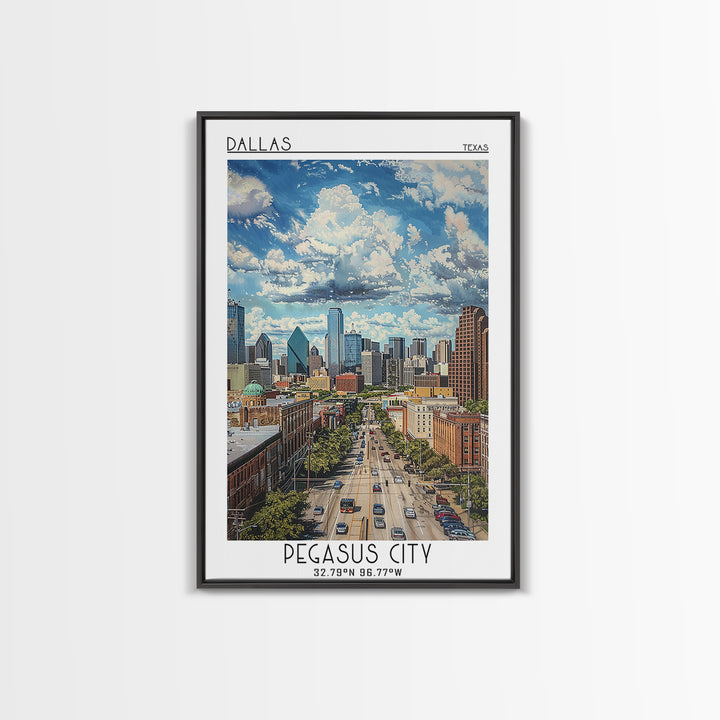 Dallas Travel Poster, Framed Canvas Print, City Travel Poster, Travel Wall Art, Retro Travel Poster, City Wall Art, Gallery Wall Set
